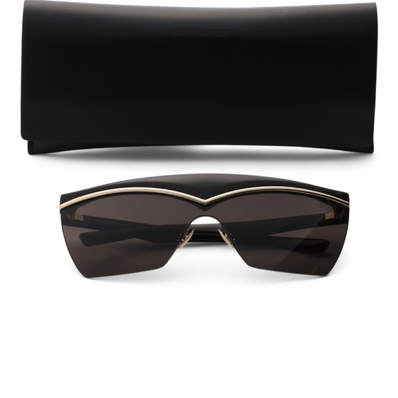 Saint Laurent Accessories - Saint Laurent Black and Silver Shield Sunglasses